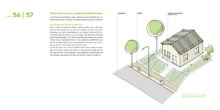 56 | 57   Diretrizes para a unidade habitacional                                      Logradouro   Passeio   Rampa com inclinação
                                                                                                                    de até 8, 33%
PÁG.             As diretrizes apresentadas a seguir aplicam-se aos ambientes das uni-
                 dades habitacionais, incluindo suas áreas privativas internas e externas.

                 Do alinhamento do lote à edificação
                 Todo o trajeto de pedestres, desde o passeio público até a edificação,
                 deve ser feito através de uma faixa de circulação contínua, livre e de-
                 simpedida, com piso antiderrapante e com largura mínima de 90 cm.
                 Caso seja necessário prever o uso de rampas, não devem ter mais que
                 8,33% de declividade (1:12), sendo preferível uma rampa com compri-
                 mento maior e declividade menor. Como estabelece a NBR 9050, para
                 até 5% de declividade não há necessidade de corrimãos, cuja acomo-
                 dação deve ser solucionada internamente ao lote.
                 O nível de acesso da rampa à residência deve estar situado em qual-
                 quer cota entre o ponto mais baixo e o mais alto da testada do lote.
                 Da mesma forma, a acomodação e a declividade da rampa deverão ser
                 solucionadas internamente ao lote, até atingir o acesso à residência.




                                                                                                                                     A partir do passeio público, caso haja
                                                                                                                                     rampa, deverá estar inserida no lote.
 