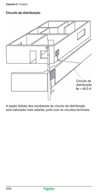 2/20
Capítulo 2: Projetos
Circuito de distribuição
Circuito de
distribuição
Ic = 49,3 A
A seção (bitola) dos condutores do circuito de distribuição
será calculada mais adiante, junto com os circuitos terminais.
2_Projetos.indd 2/202_Projetos.indd 2/20 9/19/08 11:15:22 AM9/19/08 11:15:22 AM
 