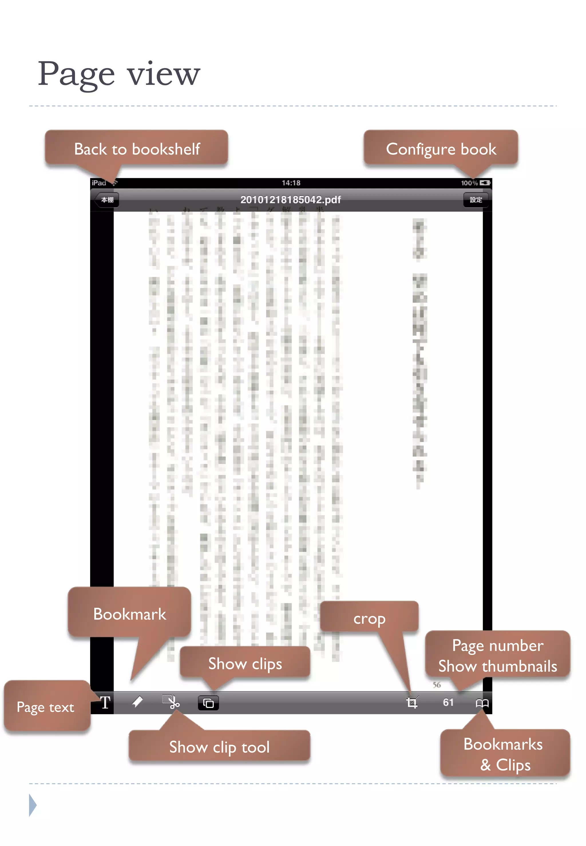 Page view Configure book Back to bookshelf Bookmark Page text  Show clips Show clip tool Page number Show thumbnails Bookmarks  & Clips crop 