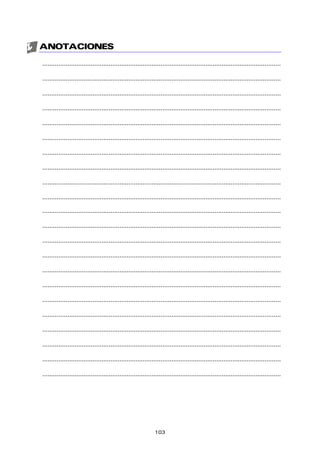ANOTACIONES
.....................................................................................................................................
.....................................................................................................................................
.....................................................................................................................................
.....................................................................................................................................
.....................................................................................................................................
.....................................................................................................................................
.....................................................................................................................................
.....................................................................................................................................
.....................................................................................................................................
.....................................................................................................................................
.....................................................................................................................................
.....................................................................................................................................
.....................................................................................................................................
.....................................................................................................................................
.....................................................................................................................................
.....................................................................................................................................
.....................................................................................................................................
.....................................................................................................................................
.....................................................................................................................................
.....................................................................................................................................
.....................................................................................................................................
.....................................................................................................................................
103
 
