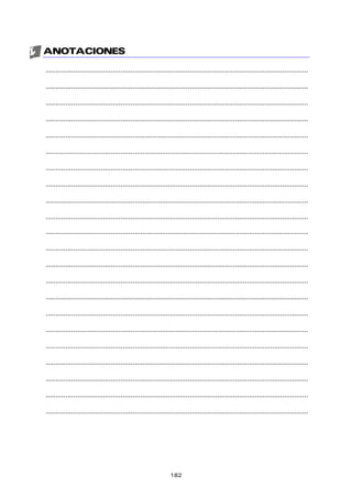 ANOTACIONES
.....................................................................................................................................
.....................................................................................................................................
.....................................................................................................................................
.....................................................................................................................................
.....................................................................................................................................
.....................................................................................................................................
.....................................................................................................................................
.....................................................................................................................................
.....................................................................................................................................
.....................................................................................................................................
.....................................................................................................................................
.....................................................................................................................................
.....................................................................................................................................
.....................................................................................................................................
.....................................................................................................................................
.....................................................................................................................................
.....................................................................................................................................
.....................................................................................................................................
.....................................................................................................................................
.....................................................................................................................................
.....................................................................................................................................
.....................................................................................................................................
182
 
