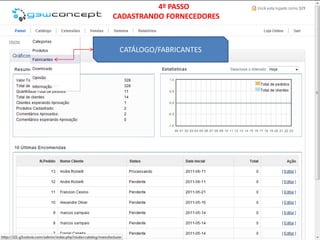 4º PASSO
CADASTRANDO FORNECEDORES



 CATÁLOGO/FABRICANTES
 