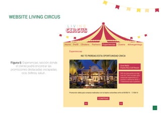 WEBSITE LIVING CIRCUS
20
Figura 6: Experiencias, sección donde
el cliente podrá encontrar las
promociones destacadas: escapadas,
ocio, belleza, salud...
 