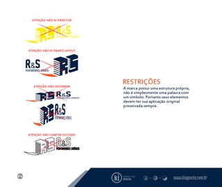 RESTRIÇÕES
A marca possui uma estrutura própria,
não é simplesmente uma palavra com
um símbolo. Portanto seus elementos
devem ter sua aplicação original
preservada sempre.
ATENÇÃO: NÃO ALTERAR COR
ATENÇÃO: NÃO ALTERAR O LAYOUT
ATENÇÃO: NÃO DEFORMAR
ATENÇÃO: NÃO USAR EM OUTLINES
www.kiagencia.com.br12
 