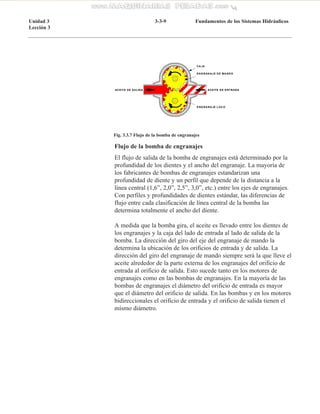 Flujo de la bomba de engranajes
El flujo de salida de la bomba de engranajes está determinado por la
profundidad de los di...