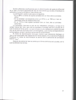 E: nen dil¿renes .r¡sii c¿üón* p ¿ a d er¡ naüor d?
de !n iism E c¡ r.f odependerá rá ri iañdqde ¿
pobhcóo i ¿.!3
La d rc¿ción dsda eñ *rc üsó E a ssúÉniel
Si un 30o o o men¡s de n,j:1os.o¡6a ren uñ
ñ iiers mrr.ri b¿D rn
.ú3 pr enimu o rorñ¿ rjr . Lo qúa se rrui¿ as un¿ ñed d¿ dp a re a.ioi ¡e cad¿
uno de los it¡m.on 3 DtrÉba roE s eslroñoqéiea, y.on e árs¿ corcspond.rte:
e§ hetcroqÉne¿ e. dec l
EI i¡dce de.is.rmin¿.ióf !^e D¿Í¡ morrur .uán carameñr d§insue rl
Ens. o.l¿hpruebáde
Pre.á.u o e ind.r ae irtr. tm i coefi.¿ e.te corea.ión
DespuÉs deaiá s s d. ireñ se loñrruye ¿ iomi def i riv¿.e á ptueba, cóñ a
 