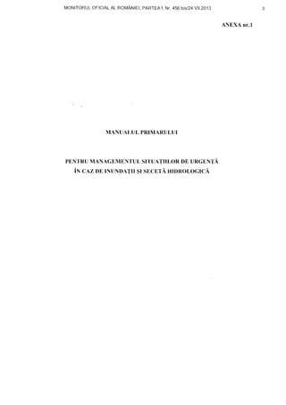 MONITORULOFICIALAL ROMANIEI,PARTEAI, Nr.456biS/24.VII.20,13
MANUALUL PRIMARULUI
PENTRUMANAGEMENTUL SITUATIILOR DE URGENTA
ix cnz DETNUNDATTT$rsBCETAHrDRoLoGrcA
ANEXA nr.l
 
