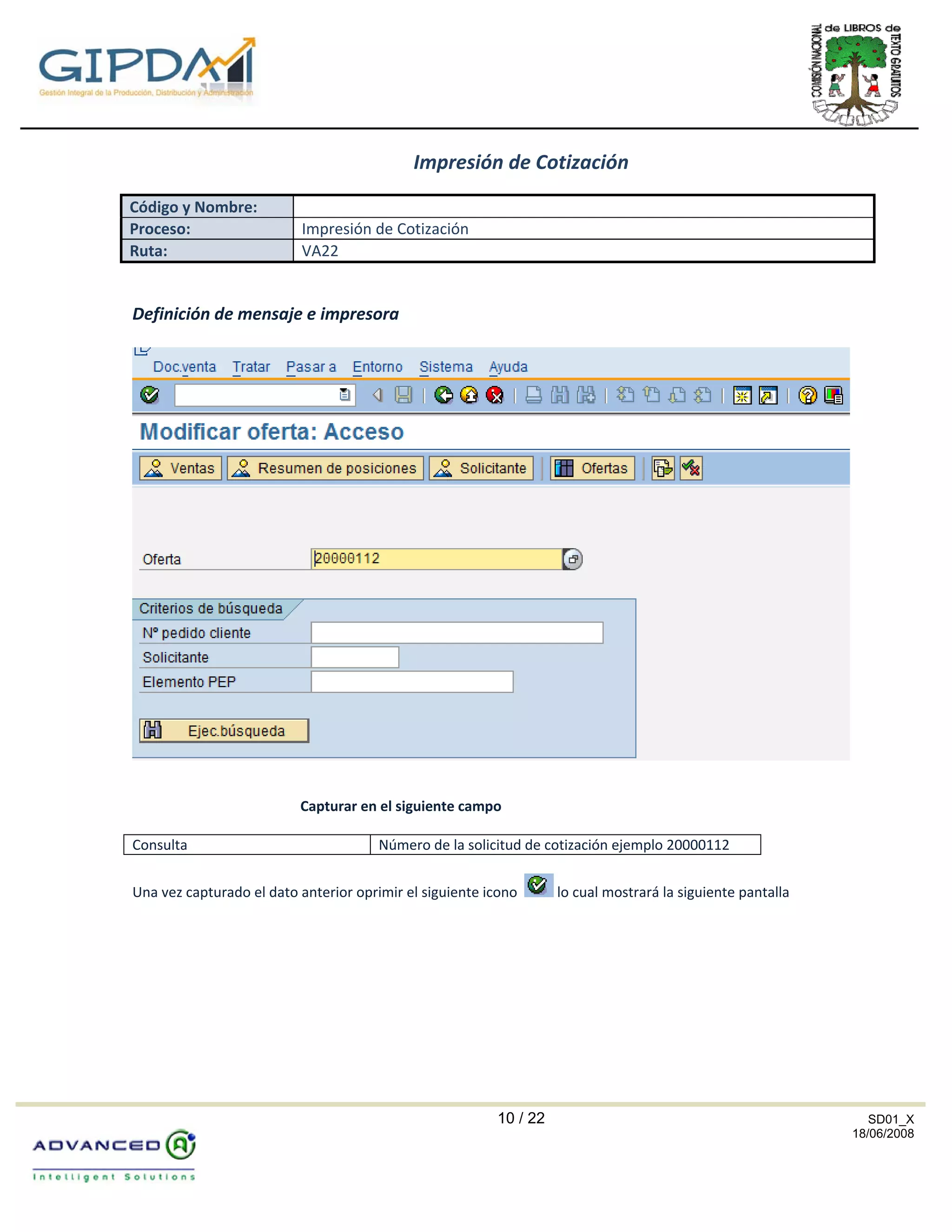 Tutorial SD SAP: Creación de Cotización [VA21] | PDF