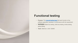 Manual Testing Types Used in Software Testing | PPT