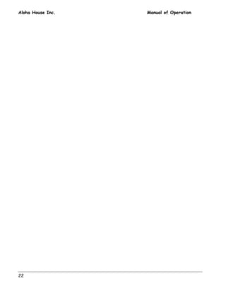 Aloha House Inc. Manual of Operation 
22 
 