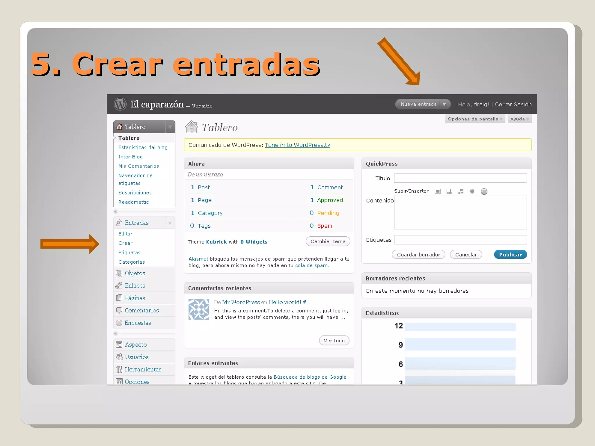 5. Crear entradas 