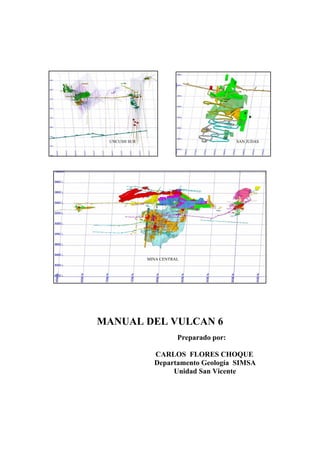 MANUAL DEL VULCAN 6
Preparado por:
CARLOS FLORES CHOQUE
Departamento Geología SIMSA
Unidad San Vicente
UNCUSH SUR SAN JUDAS
MINA CENTRAL
 