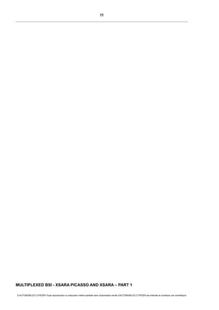 MULTIPLEXED BSI - XSARA PICASSO AND XSARA – PART 1
© AUTOMOBILES CITROËN Toute reproduction ou traduction même partielle sans l'autorisation écrite d'AUTOMOBILES CITROËN est interdite et constitue une contrefaçon
H
 