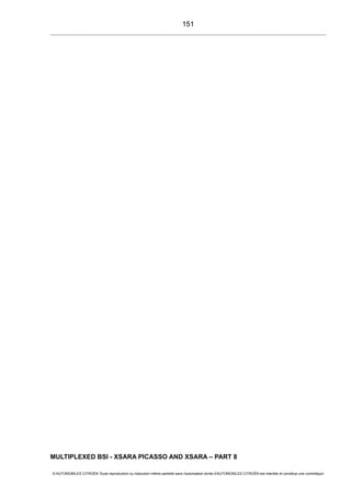 MULTIPLEXED BSI - XSARA PICASSO AND XSARA – PART 8
© AUTOMOBILES CITROËN Toute reproduction ou traduction même partielle sans l'autorisation écrite d'AUTOMOBILES CITROËN est interdite et constitue une contrefaçon
151
 