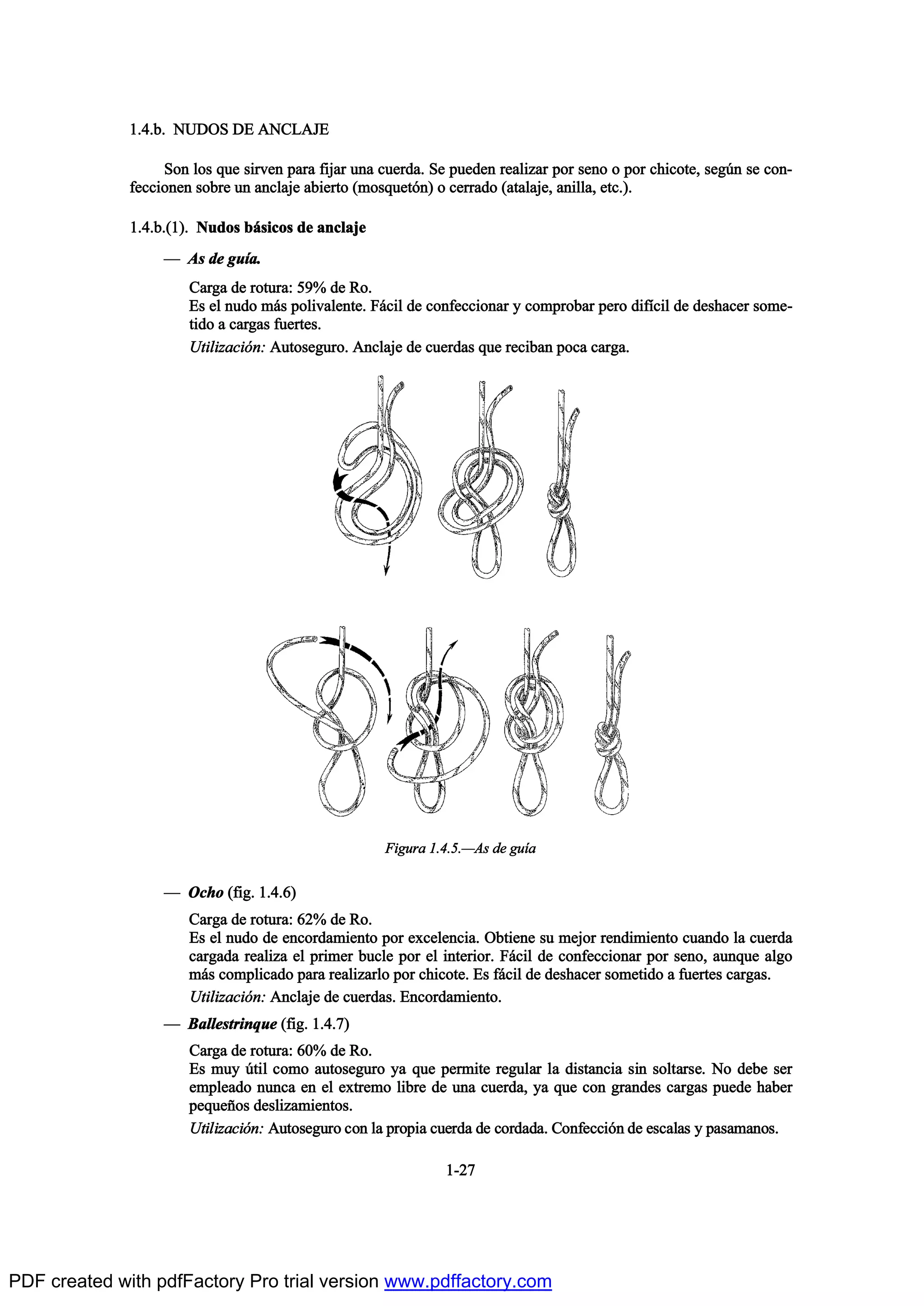 ïòìò¾ò ÒËÜÑÍ ÜÛ ßÒÝÔßÖÛ
Í±² ´±- ¯«» -·®ª»² °¿®¿ º·¶¿® «²¿ ½«»®¼¿ò Í» °«»¼»² ®»¿´·¦¿® °±® -»²± ± °±® ½¸·½±¬»ô -»¹„² -» ½±²ó
º»½½·±²»² -±¾®» «² ¿²½´¿¶» ¿¾·»®¬± ø³±-¯«»¬‰²÷ ± ½»®®¿¼± ø¿¬¿´¿¶»ô ¿²·´´¿ô »¬½ò÷ò
ïòìò¾òøï÷ò Ò«¼±- ¾™-·½±- ¼» ¿²½´¿¶»
O ß- ¼» ¹«Ž¿ò
Ý¿®¹¿ ¼» ®±¬«®¿æ ëçû ¼» Î±ò
Û- »´ ²«¼± ³™- °±´·ª¿´»²¬»ò Ú™½·´ ¼» ½±²º»½½·±²¿® § ½±³°®±¾¿® °»®± ¼·ºŽ½·´ ¼» ¼»-¸¿½»® -±³»ó
¬·¼± ¿ ½¿®¹¿- º«»®¬»-ò
Ë¬·´·¦¿½·‰²æ ß«¬±-»¹«®±ò ß²½´¿¶» ¼» ½«»®¼¿- ¯«» ®»½·¾¿² °±½¿ ½¿®¹¿ò
O Ñ½¸± øº·¹ò ïòìòê÷
Ý¿®¹¿ ¼» ®±¬«®¿æ êîû ¼» Î±ò
Û- »´ ²«¼± ¼» »²½±®¼¿³·»²¬± °±® »¨½»´»²½·¿ò Ñ¾¬·»²» -« ³»¶±® ®»²¼·³·»²¬± ½«¿²¼± ´¿ ½«»®¼¿
½¿®¹¿¼¿ ®»¿´·¦¿ »´ °®·³»® ¾«½´» °±® »´ ·²¬»®·±®ò Ú™½·´ ¼» ½±²º»½½·±²¿® °±® -»²±ô ¿«²¯«» ¿´¹±
³™- ½±³°´·½¿¼± °¿®¿ ®»¿´·¦¿®´± °±® ½¸·½±¬»ò Û- º™½·´ ¼» ¼»-¸¿½»® -±³»¬·¼± ¿ º«»®¬»- ½¿®¹¿-ò
Ë¬·´·¦¿½·‰²æ ß²½´¿¶» ¼» ½«»®¼¿-ò Û²½±®¼¿³·»²¬±ò
O Þ¿´´»-¬®·²¯«» øº·¹ò ïòìòé÷
Ý¿®¹¿ ¼» ®±¬«®¿æ êðû ¼» Î±ò
Û- ³«§ „¬·´ ½±³± ¿«¬±-»¹«®± §¿ ¯«» °»®³·¬» ®»¹«´¿® ´¿ ¼·-¬¿²½·¿ -·² -±´¬¿®-»ò Ò± ¼»¾» -»®
»³°´»¿¼± ²«²½¿ »² »´ »¨¬®»³± ´·¾®» ¼» «²¿ ½«»®¼¿ô §¿ ¯«» ½±² ¹®¿²¼»- ½¿®¹¿- °«»¼» ¸¿¾»®
°»¯«»Š±- ¼»-´·¦¿³·»²¬±-ò
Ë¬·´·¦¿½·‰²æ ß«¬±-»¹«®± ½±² ´¿ °®±°·¿ ½«»®¼¿ ¼» ½±®¼¿¼¿ò Ý±²º»½½·‰² ¼» »-½¿´¿- § °¿-¿³¿²±-ò
ïóîé
Ú·¹«®¿ ïòìòëòOß- ¼» ¹«Ž¿
PDF created with pdfFactory Pro trial version www.pdffactory.com
 