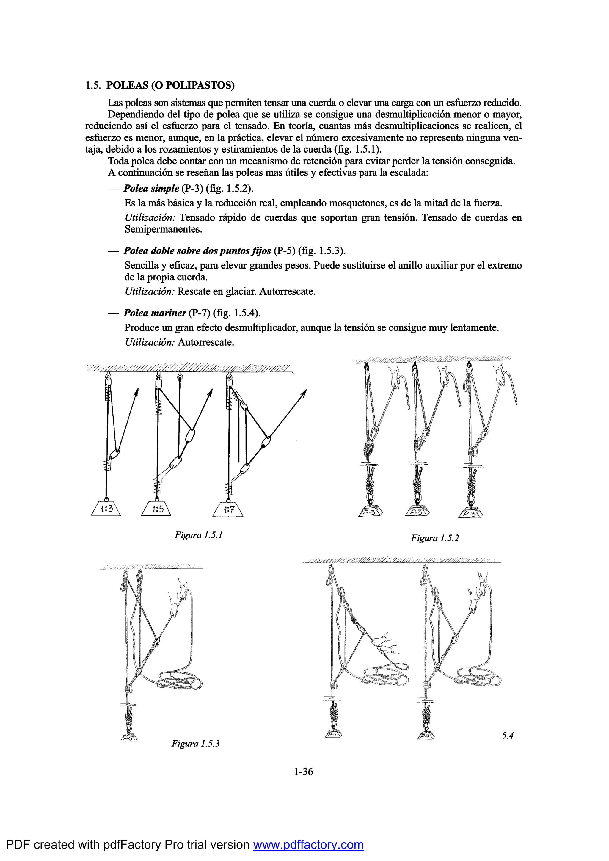 ïòëò ÐÑÔÛßÍ øÑ ÐÑÔ×ÐßÍÌÑÍ÷
Ô¿- °±´»¿- -±² -·-¬»³¿- ¯«» °»®³·¬»² ¬»²-¿® «²¿ ½«»®¼¿ ± »´»ª¿® «²¿ ½¿®¹¿ ½±² «² »-º«»®¦± ®»¼«½·¼±ò
Ü»°»²¼·»²¼± ¼»´ ¬·°± ¼» °±´»¿ ¯«» -» «¬·´·¦¿ -» ½±²-·¹«» «²¿ ¼»-³«´¬·°´·½¿½·‰² ³»²±® ± ³¿§±®ô
®»¼«½·»²¼± ¿-Ž »´ »-º«»®¦± °¿®¿ »´ ¬»²-¿¼±ò Û² ¬»±®Ž¿ô ½«¿²¬¿- ³™- ¼»-³«´¬·°´·½¿½·±²»- -» ®»¿´·½»²ô »´
»-º«»®¦± »- ³»²±®ô ¿«²¯«»ô »² ´¿ °®™½¬·½¿ô »´»ª¿® »´ ²„³»®± »¨½»-·ª¿³»²¬» ²± ®»°®»-»²¬¿ ²·²¹«²¿ ª»²ó
¬¿¶¿ô ¼»¾·¼± ¿ ´±- ®±¦¿³·»²¬±- § »-¬·®¿³·»²¬±- ¼» ´¿ ½«»®¼¿ øº·¹ò ïòëòï÷ò
Ì±¼¿ °±´»¿ ¼»¾» ½±²¬¿® ½±² «² ³»½¿²·-³± ¼» ®»¬»²½·‰² °¿®¿ »ª·¬¿® °»®¼»® ´¿ ¬»²-·‰² ½±²-»¹«·¼¿ò
ß ½±²¬·²«¿½·‰² -» ®»-»Š¿² ´¿- °±´»¿- ³¿- „¬·´»- § »º»½¬·ª¿- °¿®¿ ´¿ »-½¿´¿¼¿æ
O Ð±´»¿ -·³°´» øÐóí÷ øº·¹ò ïòëòî÷ò
Û- ´¿ ³™- ¾™-·½¿ § ´¿ ®»¼«½½·‰² ®»¿´ô »³°´»¿²¼± ³±-¯«»¬±²»-ô »- ¼» ´¿ ³·¬¿¼ ¼» ´¿ º«»®¦¿ò
Ë¬·´·¦¿½·‰²æ Ì»²-¿¼± ®™°·¼± ¼» ½«»®¼¿- ¯«» -±°±®¬¿² ¹®¿² ¬»²-·‰²ò Ì»²-¿¼± ¼» ½«»®¼¿- »²
Í»³·°»®³¿²»²¬»-ò
O Ð±´»¿ ¼±¾´» -±¾®» ¼±- °«²¬±- º·¶±- øÐóë÷ øº·¹ò ïòëòí÷ò
Í»²½·´´¿ § »º·½¿¦ô °¿®¿ »´»ª¿® ¹®¿²¼»- °»-±-ò Ð«»¼» -«-¬·¬«·®-» »´ ¿²·´´± ¿«¨·´·¿® °±® »´ »¨¬®»³±
¼» ´¿ °®±°·¿ ½«»®¼¿ò
Ë¬·´·¦¿½·‰²æ Î»-½¿¬» »² ¹´¿½·¿®ò ß«¬±®®»-½¿¬»ò
O Ð±´»¿ ³¿®·²»® øÐóé÷ øº·¹ò ïòëòì÷ò
Ð®±¼«½» «² ¹®¿² »º»½¬± ¼»-³«´¬·°´·½¿¼±®ô ¿«²¯«» ´¿ ¬»²-·‰² -» ½±²-·¹«» ³«§ ´»²¬¿³»²¬»ò
Ë¬·´·¦¿½·‰²æ ß«¬±®®»-½¿¬»ò
ïóíê
Ú·¹«®¿ ïòëòî
Ú·¹«®¿ ïòëòì
Ú·¹«®¿ ïòëòí
Ú·¹«®¿ ïòëòï
PDF created with pdfFactory Pro trial version www.pdffactory.com
 