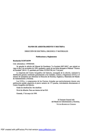 ÓßÒÜÑ ÜÛ ßÜ×ÛÍÌÎßÓ×ÛÒÌÑ Ç ÜÑÝÌÎ×Òß
Ü×ÎÛÝÝ×2Ò ÜÛ ÜÑÝÌÎ×Òßô ÑÎÙ9Ò×Ýß Ç ÓßÌÛÎ×ßÔÛÍ
Ð«¾´·½¿½·±²»- § Î»¹´¿³»²¬±-
Î»-±´«½·‰² ëïíñðéïìëñçç
Ý‰¼ò ·²º±®³™¬·½±æ ïçççððëêððò
Í» ¿°®«»¾¿ ´¿ »¼·½·‰² ¼»´ Ó¿²«¿´ ¼» Û²-»Š¿²¦¿ NÔ¿ Û-½¿´¿¼¿ øÓÛéóððç÷Mô ¯«» »²¬®¿®™ »²
ª·¹±® »´ ¼Ž¿ î ¼» ²±ª·»³¾®» ¼» ïçççô ¯«»¼¿²¼± ¿ °¿®¬·® ¼» »-¿ º»½¸¿ ¼»®±¹¿¼± »´ Ó¿²«¿´ NÌ’½²·½¿
¼» Û-½¿´¿¼¿M øÓóðóïóé÷ô ¿°®±¾¿¼± °±® Ñ®¼»² íííñèëêéñèðô ¼» ïé ¼» ¶«²·±ò
Ô¿ ×³°®»²¬¿ ¼»´ Ý»²¬®± Ù»±¹®™º·½± ¼»´ Û¶’®½·¬±ô »²½¿®¹¿¼¿ ¼» ´¿ »¼·½·‰²ô ®»¿´·¦¿®™ ´¿
¼·-¬®·¾«½·‰² ¹»²»®¿´ô ®»³·¬·»²¼± ¹®¿¬«·¬¿³»²¬» ¿ ´¿- Ë²·¼¿¼»-ô Ý»²¬®±- § Ñ®¹¿²·-³±- øËÝÑô-ò÷ »´
²„³»®± ¼» »¶»³°´¿®»- ¯«» ¼»¬»®³·²» ´¿ Ü·®»½½·‰² ¼» Ü±½¬®·²¿ô Ñ®¹™²·½¿ § Ó¿¬»®·¿´»- ¼»´ Ó¿²¼±
¼» ß¼·»-¬®¿³·»²¬± § Ü±½¬®·²¿ò
Ô¿- ËÝÑô-ò § ½±³°±²»²¬»- ¼» ´¿- Ú«»®¦¿- ß®³¿¼¿- ¯«» °¿®¬·½«´¿®³»²¬» ¼»-»»² »-¬¿
°«¾´·½¿½·‰² °±¼®™² ¿¼¯«·®·®´¿ ¿´ °®»½·± «²·¬¿®·± ¼» ïéë °»-»¬¿-ô -±´·½·¬™²¼±´¿ ¼·®»½¬¿³»²¬» ¿´
Ý»²¬®± Ù»±¹®™º·½± ¼»´ Û¶’®½·¬±ò
Ù®¿¼± ¼» ½´¿-·º·½¿½·‰²æ Í·² ½´¿-·º·½¿®ò
Ò·ª»´ ¼» ¼·º«-·‰²æ Ð¿®¿ «-± ·²¬»®²± ¼» ´¿- ÚßÍò
Ù®¿²¿¼¿ô ïé ¼» ³¿§± ¼» ïçççò
Û´ Ì»²·»²¬» Ù»²»®¿´ Ö»º»
¼»´ Ó¿²¼± ¼» ß¼·»-¬®¿³·»²¬± § Ü±½¬®·²¿ô
Ê6ÝÌÑÎ ÎÑÜÎ6ÙËÛÆ ÝÛÎÜ×ÜÑ
PDF created with pdfFactory Pro trial version www.pdffactory.com
 