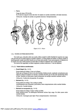 O Ò«»ª»ò
Ý¿®¹¿ ¼» ®±¬«®¿æ èíû ¼» Î±ò
Û- »´ ²«¼± ¼» ½¿®¹¿ ¼» ®±¬«®¿ ³™- ¿´¬¿ò Í» »³°´»¿ »² ½«»®¼¿- -±³»¬·¼¿- ¿ »´»ª¿¼¿- ¬»²-·±²»-ò
Ë¬·´·¦¿½·‰²æ ß²½´¿¶» ¼» ½«»®¼¿- ½±² ¹®¿²¼»- ¬»²-·±²»-ò Í»³·°»®³¿²»²¬»-ò
ïòìò½ò ÒËÜÑÍ ßËÌÑÞÔÑÏËÛßÒÌÛÍ
Í±² ²«¼±- ¯«»ô ½±´±½¿¼±- -±¾®» «²¿ ½«»®¼¿ô ¼»¾»² ½«³°´·® ´¿ ¼±¾´» º·²¿´·¼¿¼ ¼» -±°±®¬¿® «²¿ ½¿®¹¿
§ ¼» ³±ª»®-» °±® ´¿ ½«»®¼¿ -±°±®¬» »² -»²¬·¼± ½±²¬®¿®·±ò Ô¿ º±®³¿ ‰°¬·³¿ ¼» ¬®¿¾¿¶± -» ±¾¬·»²» ½«¿²¼± »´
¿«¬±¾´±¯«»¿²¬» ½«³°´» »-¬¿ ¼±¾´» º«²½·‰² »² -« º±®³¿ ³™- -»²½·´´¿ò Ý±³± ²±®³¿ ¹»²»®¿´ô »´ ¼·™³»¬®± ¼»
´¿ ½«»®¼¿ ½±² ´¿ ¯«» ½±²º»½½·±²¿³±- »´ ²«¼± ¼»¾» -»® ·²º»®·±® ¿´ ¼·™³»¬®± ¼» ´¿ ½«»®¼¿ -±°±®¬»ò
Ð±® ³±¬·ª±- ¼» -»¹«®·¼¿¼ô ²± ¼»¾»² »³°´»¿®-» ½±®¼·²±- ·²º»®·±®»- ¿ é ³³ ¼» ¼·™³»¬®±ò
ïòìò½òøï÷ò Ò«¼±- ¾™-·½±- ¿«¬±¾´±½¿²¬»-
O Ð®«-·µ Í·³°´» øº·¹ò ïòìòïî÷ò
Ú±®³¿ ‰°¬·³¿ ¼» ¬®¿¾¿¶±æ Ý±³± »² ´¿ º·¹«®¿ò
Ò«¼± ¯«» -» ¾´±¯«»¿ ¿´ ¬·®¿® »² ´±- ¼±- -»²¬·¼±- ø¾·¼·®»½½·±²¿´÷ô »³°´»¿¼± ²±®³¿´³»²¬» °¿®¿
®»¼«½·® »´ »º»½¬± ¼» °¿´¿²½¿ »² ½´¿ª·¶¿- § ¬±®²·´´±- ¼» ¸·»´± ¯«» ²± ¸¿² -·¼± ·²¬®±¼«½·¼±- ¸¿-¬¿
»´ º·²¿´ò Ì¿³¾·’² -» «¬·´·¦¿ °¿®¿ »´ ¿°®±ª»½¸¿³·»²¬± ¼» ¿²½´¿¶»- ²¿¬«®¿´»- ³»¼·¿²¬» ¿²·´´±-ò
Ë¬·´·¦¿½·‰²æ Ý±²º»½½·‰² ¼» °¿-¿®»´¿-ò Û² ¿²½´¿¶»-ò
O Ó¿½¸¿®¼ øº·¹ò ïòìòïí÷ò
Ú±®³¿ ‰°¬·³¿ ¼» ¬®¿¾¿¶±æ Ì®»- ª«»´¬¿- »² ¼±¾´»ò
ß«¬±¾´±¯«»¿²¬» ³«§ »´»³»²¬¿´ § °±´·ª¿´»²¬»ô ¾«»² ½±³°±®¬¿³·»²¬± -±¾®» ½«»®¼¿- ¸»´¿¼¿-ò
Ë¬·´·¦¿½·‰²æ Ý«»®¼¿- ¸»´¿¼¿-ò
O Ó¿½¸¿®¼ ½±² ³±-¯«»¬‰² øº·¹ò ïòìòïì÷ò
Ú±®³¿ ‰°¬·³¿ ¼» ¬®¿¾¿¶±æ Ý«¿¬®± ª«»´¬¿- »² ¼±¾´»ò
Ò«¼± «²·¼·®»½½·±²¿´ò Í» ¼»-¾´±¯«»¿ º™½·´³»²¬» ·²½´«-± ¾¿¶± ½¿®¹¿ò Ò± ¼»¾» «-¿®-» -±¾®»
½«»®¼¿- ¸»´¿¼¿-ò
Ë¬·´·¦¿½·‰²æ ß«¬±-»¹«®± °¿®¿ ®™°»´ò Ð¿-±- -»³·°»®³¿²»²¬»-ò ß«¬±®®»-½¿¬»ò
ïóíð
Ú·¹«®¿ ïòìòïïòOÒ«»ª»
PDF created with pdfFactory Pro trial version www.pdffactory.com
 