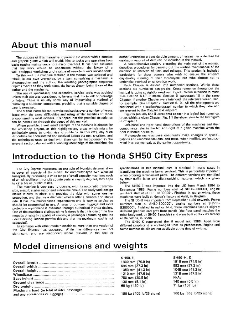 Honda Scoopy SH50 manual 1 of 6 - PDF
