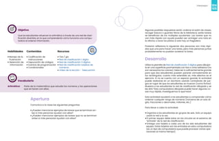 104
Videojuegos
105
Objetivo
Que los estudiantes refuercen la aritmética a través de una red de clasi-
ficación divertida, en la que comprenderán cómo funciona una compu-
tadora al ordenar información.
Habilidades
• Manejo de la
frustración
• Retención de
información
Recursos
• Tiza / gis
• Red de clasificación 1 dígito
• Red de clasificación 3 dígitos
• Red de clasificación tarjetas de
números
• Video de la lección - Telecuantrix
Contenidos
• Codificación de
instrucciones
• Depuración de códigos
• Eventos de programación
• Condicionales
Vocabulario
Aritmética: Parte de la matemática que estudia los números y las operaciones
que se hacen con ellos.
Apertura
Comunica a la clase las siguientes preguntas:
• ¿Pueden mencionar ejemplos de tareas que se terminan an-
tes si más personas ayudan con ellas?
• ¿Pueden mencionar ejemplos de tareas que no se terminan
antes si más personas ayudan con ellas?
Algunas posibles respuestas serán: ordenar el salón de clases,
recoger basura o guardar libros de la biblioteca, estás tareas
se benefician de los múltiples ayudantes. Las tareas que no
van más rápido con ayuda pueden ser: entregar una nota en
la oficina, o lavar los platos si solo hay un fregadero.
Posterior reflexiona lo siguiente: dos personas son más rápi-
das que una para hacer una tarea, pero más personas juntas
probablemente no puedan acelerar la tarea.
Desarrollo
Utiliza la plantilla de Red de clasificación 3 dígitos para dibujar-
la en una superficie pavimentada con tiza o cinta adhesiva (no
son necesarios los colores). Debe ser lo suficientemente grande
para que dos estudiantes puedan pararse cómodamente en
los rectángulos; cuanto más extendido es, más efectivo es el
ejercicio. Si no se cuenta con un espacio grande, la actividad
puede realizarse en un escritorio usando contadores de jue-
gos en lugar de que los estudiantes se muevan (como fichas).
Muestra a los estudiantes la red de clasificación dibujada y se
les dirá “Esta computadora dibujada puede hacer algunas co-
sas muy rápido, investiguemos lo que hace”.
Esta actividad ayudará a los estudiantes a comprender cómo
ordenar cualquier rango de números (números de un solo dí-
gito, fracciones o decimales, millones, etc.)
Para llevar a cabo la actividad:
• Organiza a los estudiantes en grupos de seis. Solo un equipo
usará la red a la vez.
• El primer equipo debe estar en los círculos en el extremo de
“entrada” de la red de clasificación.
• Entrega una tarjeta a cada uno de los seis estudiantes del
equipo. Estas tarjetas son las entradas en esta computadora
(es un tipo de computadora que puede procesar varias ope-
raciones al mismo tiempo).
 