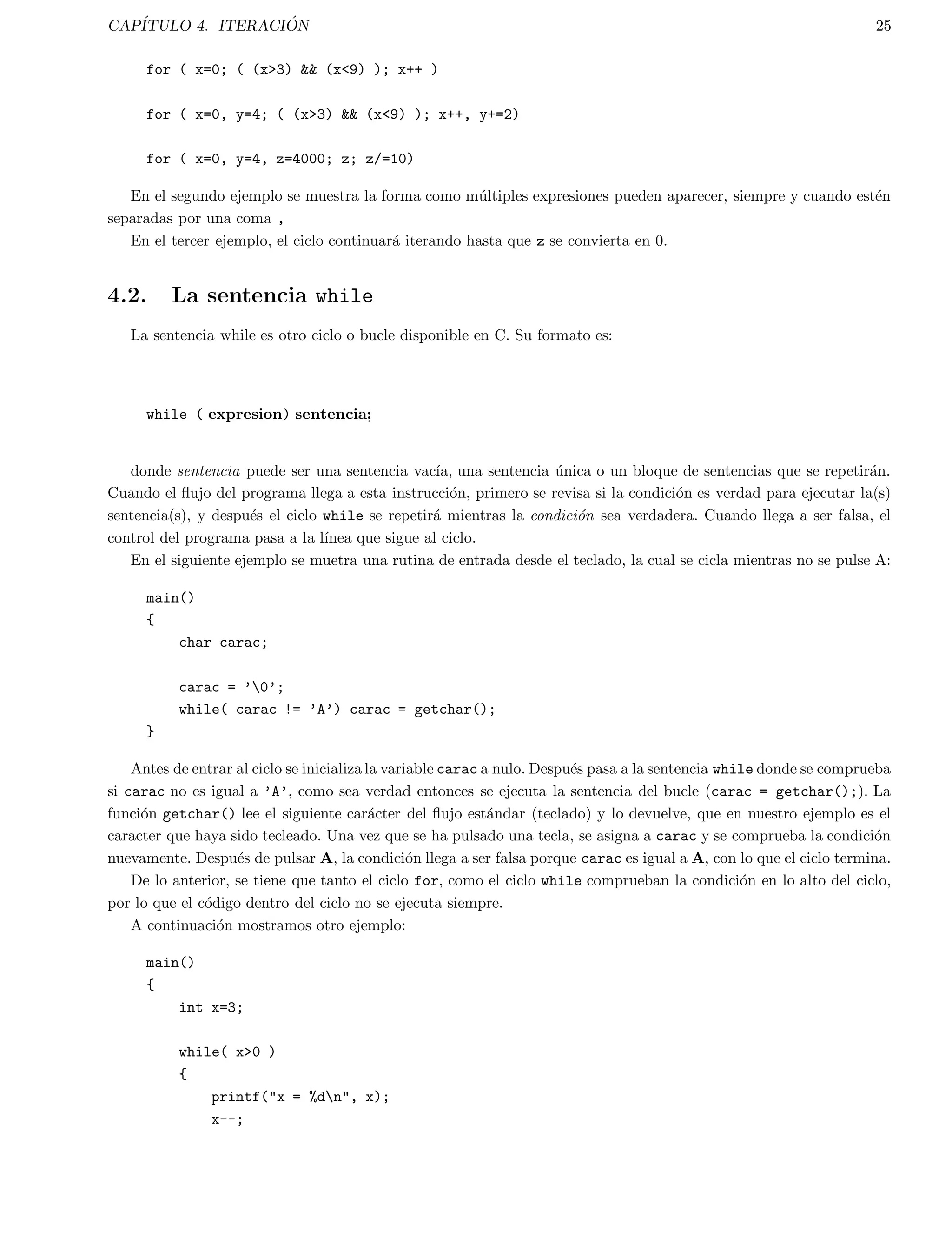 CAPITULO 1. COMPILACI  ON DE UN PROGRAMA EN C/C++ 7 
No existe un paso para la indexacion como ocurre en las bibliotecas estaticas. 
Despues habra que mover la biblioteca dinamica a su directorio correspondiente (../lib) y proceder a compilar 
para que nuestro codigo use la biblioteca. 
$ gcc -I../include -L../lib -o prueba prueba.c -lmm 
Nos preguntamos que sucede si hay una biblioteca compartida (libmm.so) y una estatica (libmm.a) disponibles. 
En este caso, el ligador siempre toma la compartida. Si se desea hacer uso de la estatica, se tendra que nombrar 
explcitamente en la lnea de comandos: 
$ gcc -I../include -L../lib -o prueba prueba.c libmm.a 
Cuando se usan bibliotecas compartidas un comando util es ldd, el cual nos informa que bibliotecas compartidas 
un programa ejecutable usa, a continuacion un ejemplo: 
$ ldd prueba 
libstuff.so = libstuff.so (0x40018000) 
libc.so.6 = /lib/i686/libc.so.6 (0x4002f000) 
/lib/ld-linux.so.2 = /lib/ld-linux.so.2 (0x40000000) 
Como se ve en cada lnea aparece el nombre de la biblioteca, el camino completo a la biblioteca que es usada, y 
donde en el espacio de direcciones virtuales la biblioteca esta mapeada. 
Si ldd muestra como salida not found para alguna biblioteca, se van a tener problemas y el programa no podra 
ser ejecutado. Una forma de arreglarlo es buscar la biblioteca y colocarla en el lugar correcto para que el programa 
loader la encuentre, que siempre busca por default en lib y /usr/lib. Si se tienen bibliotecas en otro directorio, 
crear una variable de ambiente LD_LIBRARY_PATH y poner los directorios separados por ;. 
1.10. Funciones de la biblioteca de UNIX 
El sistema UNIX da un gran numero de funciones de C. Algunas implementan operaciones de uso frecuente, 
mientras otras estan muy especializadas en relacion a su aplicacion. 
No reinvente la rueda. Se recomienda revisar si una funcion en alguna biblioteca existe, en vez de hacer la tarea 
de escribir su propia version. Con lo anterior se reduce el tiempo de desarrollo de un programa. Ya que las funciones 
de la biblioteca han sido probadas, por lo que estaran corregidas, a diferencia de cualquiera que un programador 
pueda escribir. Lo anterior reducira el tiempo de depuracion del programa. 
1.10.1. Encontrando informacion acerca de las bibliotecas. 
El manual de UNIX tiene una entrada para todas las funciones disponibles. La documentacion de funciones esta 
guardada en la seccion 3 del manual, y hay muchas otras utiles que hacen llamadas al sistema en la seccion 2. Si 
ya sabe el nombre de la funcion que se quiere revisar, puede leer la pagina tecleando: 
man 3 sqrt 
Si no sabe el nombre de la funcion, una lista completa esta incluida en la pagina introductoria de la seccion 3 del 
manual. Para leerlo, teclee: 
man 3 intro 
Hay aproximadamente 700 funciones. El numero tiende a incrementarse con cada actualizacion al sistema. 
En cualquier pagina del manual, la seccion de SYNOPSIS incluye informacion del uso de la funcion. Por ejemplo: 
 
