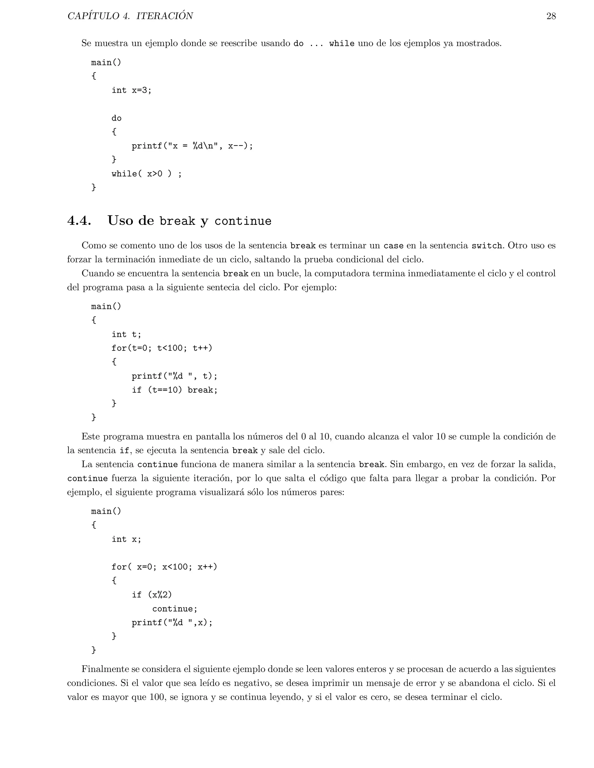 ca el programa para que incluyas tu nombre y la forma 
como hicistes lo anterior. Para iniciar un comentario usa /* y para terminarlo */: 
main() 
{ 
int i; 
printf(t Numero tt Cubonn); 
for( i=0; i=20; ++i) 
printf(t %d ttt %d n,i,i*i*i ); 
} 
2. El siguiente programa usa la biblioteca matematica. Teclealo, compilalo y ejecutalo. Incluye con comentarios 
dentro del programa tu nombre y la forma como hicistes lo anterior. 
#include math.h 
main() 
{ 
int i; 
printf(tAngulo tt Senonn); 
for( i=0; i=360; i+=15) 
printf(t %d ttt %f n,i,sin((double) i*M_PI/180.0)); 
} 
3. Busca en los directorios /lib y /usr/lib las bibliotecas que estan disponibles. Manda 3 nombres de estaticas 
y 3 de compartidas. 
Use el comando man para obtener detalles de las funciones de la biblioteca. 
Selecciona alguna biblioteca y ve los codigos objetos que contiene, puedes teclear: ar tv biblioteca 
4. Ve en /usr/include que archivos de cabecera estan disponibles. 
 