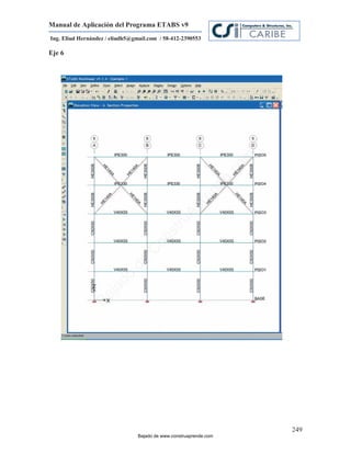 Manual de Aplicación del Programa ETABS v9
Ing. Eliud Hernández / eliudh5@gmail.com / 58-412-2390553

Eje 6




                                                                         m
                                                                    co
                                                                    e.
                                                            nd
                                                        re
                                                   Ap
                                               ru
                                           st
                                      on
                                   C
                             de
                          o
                  j  ad
               Ba




                                                                             249
                                 Bajado de www.construaprende.com
 