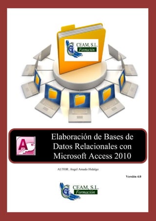 Elaboración de Bases de
Datos Relacionales con
Microsoft Access 2010
 AUTOR: Angel Amado Hidalgo

                              Versión 4.0
 