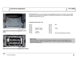 03/03
Enchufe de diagnóstico 40
Enchufe de diagnóstico 14.11.2002
El ACTROS MPII tiene un nuevo enchufe para el diagnóstic...