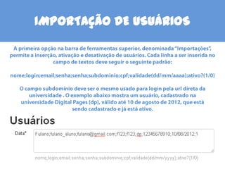 IMPORTAÇÃO DE USUÁRIOS