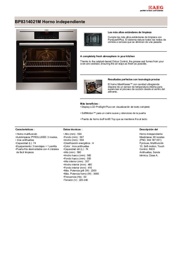 Manual aeg horno bp8314021 m