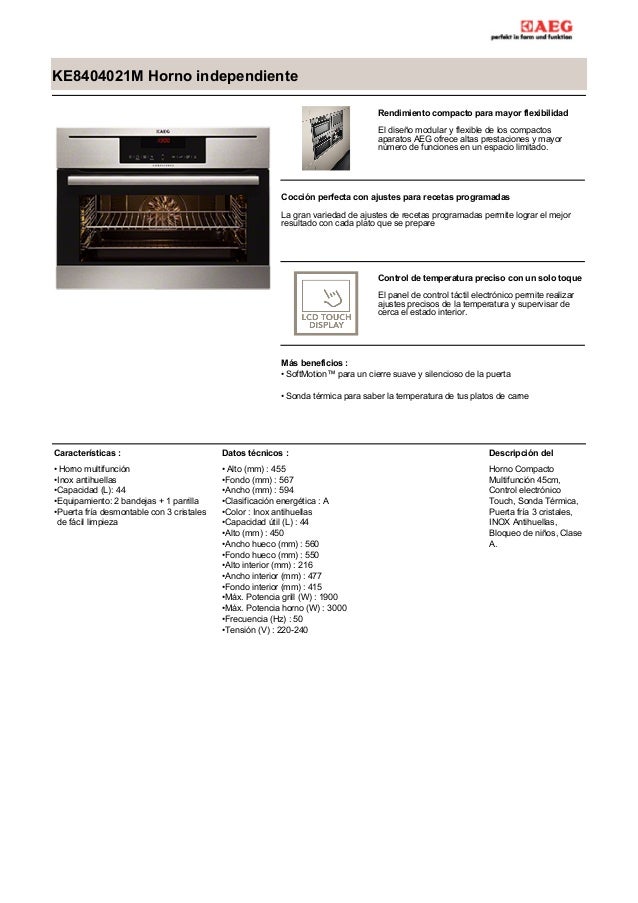 Horno AEG BPK53120W Blanco con panel tactil y mandos escamoteables