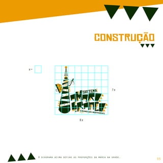 CoNsTrUção
sIsTeMa
cOmUnIcAção iNdEpEnDeNtE
dE
8x
x=
7x
O diagrama acima define as proporções da marca na grade.
05
 