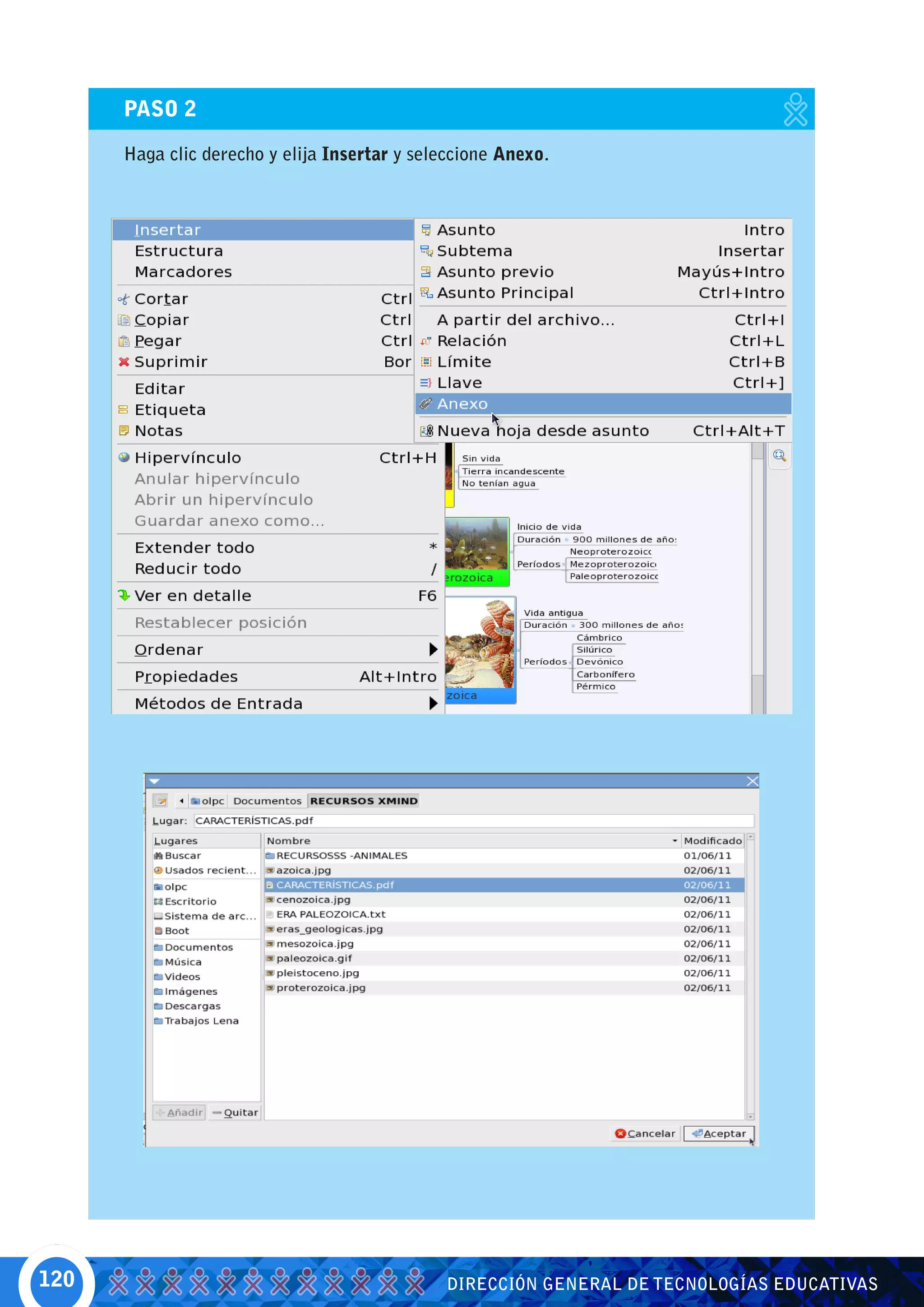 PASO 2

      Haga clic derecho y elija Insertar y seleccione Anexo.




120                                           DIRECCIÓN GENERAL DE TECNOLOGÍAS EDUCATIVAS
 