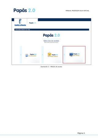 MANUAL PROFESOR AULA VIRTUAL




Ilustración 3 - Módulo de acceso




                                                 Página 4
 