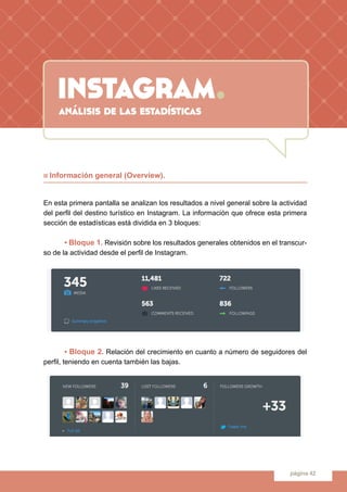 instagram.
página 42
análisis de las estadísticas
n Información general (Overview).
En esta primera pantalla se analizan l...