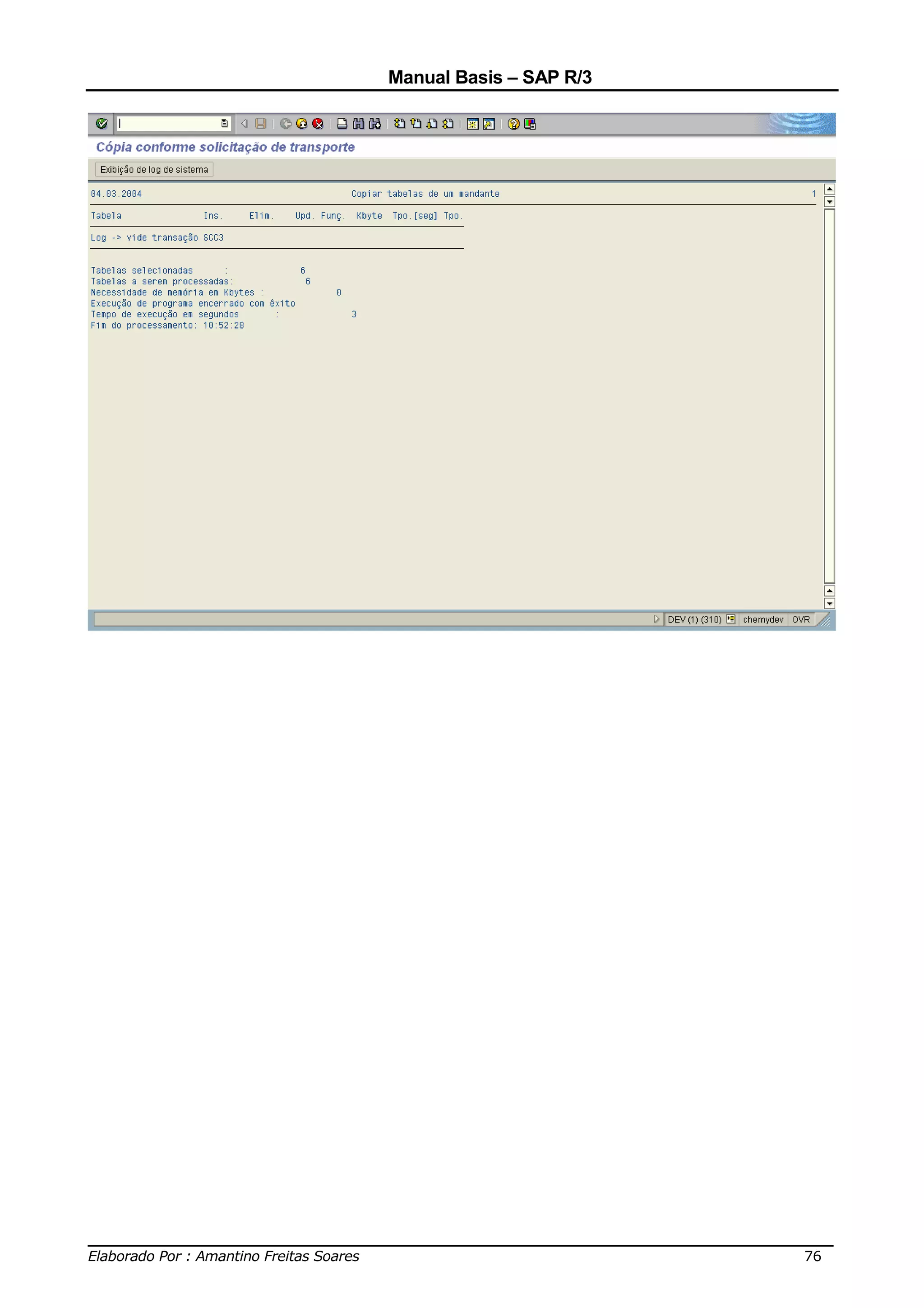 Manual Basis – SAP R/3




______________________________________________________________________________
Elaborado Por : Amantino Freitas Soares                                    76
 