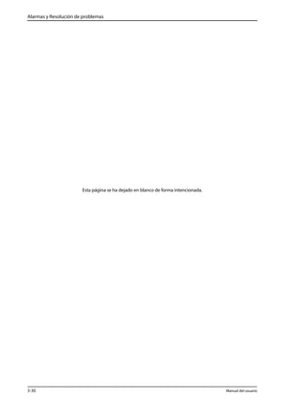 Alarmas y Resolución de problemas 
Esta página se ha dejado en blanco de forma intencionada. 
3-30 Manual del usuario 
 