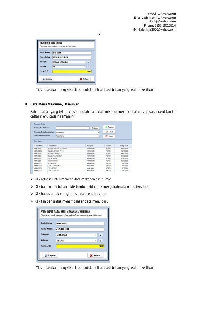 Manual Book Software Aplikasi Restoran Rumah Makan