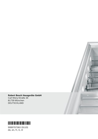 nl
109
Servicedienst
Adres en telefoonnummer van
de Servicedienst in uw omgeving kunt u
vinden in het telefoonboek of
in de meegeleverde brochure met
service-adressen. Geef a.u.b. aan
de Servicedienst het E-nummer (E-Nr.)
en het FD-nummer (FD) van
het apparaat op.
U vindt deze gegevens op
het typeplaatje. Afb. ,
Door deze nummers aan
de Servicedienst door
te geven voorkomt u onnodig
heen en weer rijden van de monteur
en de hieraan verbonden kosten. En
de hieraan verbonden kosten.
Verzoek om reparatie en advies
bij storingen
De contactgegevens in alle landen vindt
u in de bijgesloten lijst met
Servicedienstadressen.
Storing Eventuele oorzaak Oplossing
De deur van
de diepvriesruimte
stond te lang open;
de temperatuur wordt
niet meer bereikt.
Er zit zo veel ijs op
de verdamper dat
het No Frost-systeem
niet meer
volautomatisch
ontdooit.
Om de verdamper te ontdooien:
de laden met diepvrieswaren eruit
halen en goed geïsoleerd op een
koele plaats bewaren.
Apparaat uitschakelen en van
de wand wegschuiven. Deur van
het apparat open laten.
Na ca. 20 minuten begint
het dooiwater in
de dooiwateropvanschaal aan
de achterwand van het apparaat
te lopen. Afb. +
Om te voorkomen dat
de dooiwateropvangschaal
overloopt: het dooiwater met een
spons opnemen.
Als er geen dooiwater meer in
de opvangschaal loopt, is
de verdamper ontdooid. Binnenkant
van de diepvriesruimte
schoonmaken. Het apparaat weer in
werking stellen.
NL 088 424 4010
B 070 222 141
 