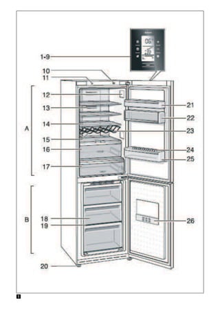 tr
87
Enerji tasarrufu
■ Cihazı serin ve iyi havalandırılmı bir
yere kurunuz! Güne ı ınları doğrudan
cihazın kurulacağı yere gelmemeli ve
cihaz sıcaklık olu turan cisimlerin ve
ısı kaynaklarının (örn. soba, kalorifer,
ocak, fırın gibi) yanına veya yakınına
kurulmamalıdır.
Gerekirse bir izolasyon plakası
kullanınız.
■ Sıcak besinleri ve içecekleri cihaza
yerle tirmeden önce soğumasını
bekleyiniz ve soğuduktan sonra cihaza
yerle tiriniz!
■ Donmu gıda maddelerinin buzlarını
çözmek istediğiniz zaman, bunları
buzdolabının soğutma bölümüne
koyunuz, buzları orada çözülsün.
Dondurulmu besinlerin soğukluğunu,
diğer besinlerin soğutulmasında
kullanınız.
■ Cihaz kapılarını mümkün olduğu kadar
kısa açınız!
■ Eğer mevcutsa:
Duvara mesafe koruma parçalarını
monte ederek, cihazın bildirilmi enerji
alma gücüne ula masını sağlayınız
(montaj kılavuzuna bakınız). Duvara
olan mesafenin azalması, cihazın
i levini sınırlamaz veya dü ürmez. Bu
durumda, cihazın aldığı enerji miktarı
biraz deği ebilir. 75 mm mesafe
a ılmamalıdır.
Çalı ma sesleri
Normal çalı ma ses ve
gürültüleri
Boğuk horultu
Motorlar çalı ıyor (örn. soğutma ünite
grubu, ventilatör).
Fıkırtı, ırıltı ve tınlama sesleri
Boruların içinde soğutma maddesi
akıyor.
Çıtlama sesi
Motor, alter veya manyetik valfler
açılıyor/kapanıyor.
Çatırdama
Otomatik buz çözme yapılıyor.
Gürültü olu masının
önlenmesi
Cihaz düz yerle tirilmemi
Cihazı lütfen bir su terazisinin yardımı ile
dengeli ayarlayınız. Düzeltme i lemi için
cihazın ayarlanabilen vidalı ayarlarını
kullanınız veya altına uygun parçalar
koyunuz.
Cihaz bir yere ”temas” ediyor
Cihazı, temas ettiği mobilya veya
cihazlardan ayırınız.
Kaplar veya raflar sallanıyor veya
sıkı ıyor
Dı arı çıkarılabilen parçaları kontrol
ediniz ve gerekirse yeniden takınız.
i eler veya kaplar birbirine değiyor
i eleri veya kapları birbirinden biraz
ayırınız.
 