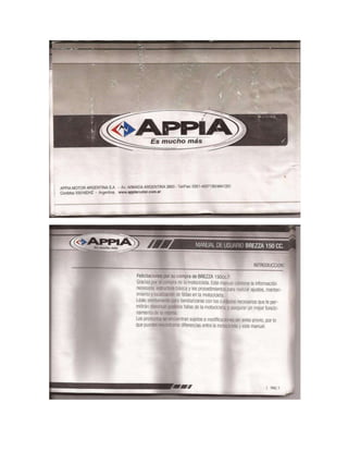 Manual de usuario APPIA brezza 150 