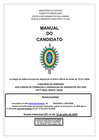 Apostila Digital Concurso Público Escola de Sargento das Armas (ESA) - 2020  Sargento do Exército Brasileiro