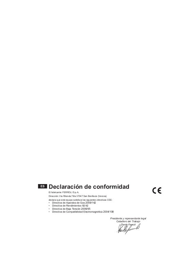 Manual de instrucciones caldera ferroli domicompact f24