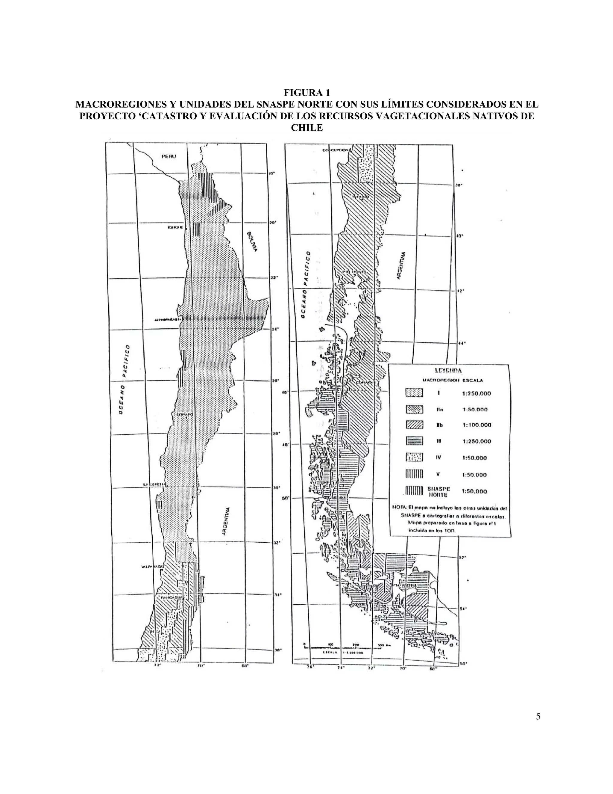 FIGURA 1
MACROREGIONES Y UNIDADES DEL SNASPE NORTE CON SUS LÍMITES CONSIDERADOS EN EL
PROYECTO ‘CATASTRO Y EVALUACIÓN DE LOS RECURSOS VAGETACIONALES NATIVOS DE
                                  CHILE




                                                                           5
 