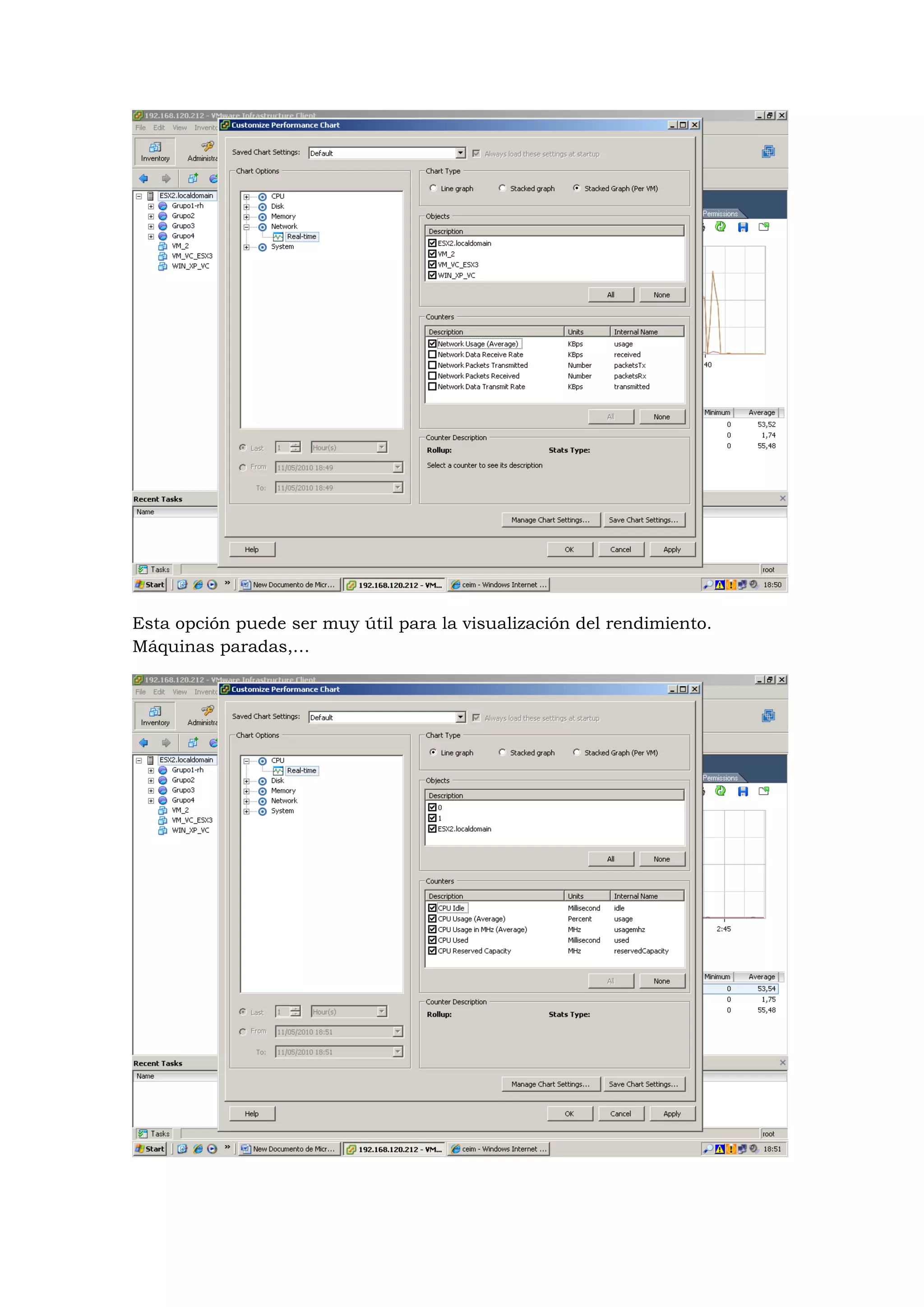 Esta opción puede ser muy útil para la visualización del rendimiento.
Máquinas paradas,…
 