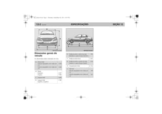ESPECIFICAÇÕES12-2 SEÇÃO 12
Dimensões gerais do
veículo
A
B
C
D
E
F
G
H
J
 