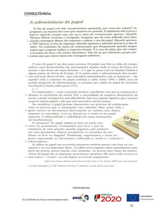 CSLT.16/00 Manual, Textos eDocumentação deapoio
23
 