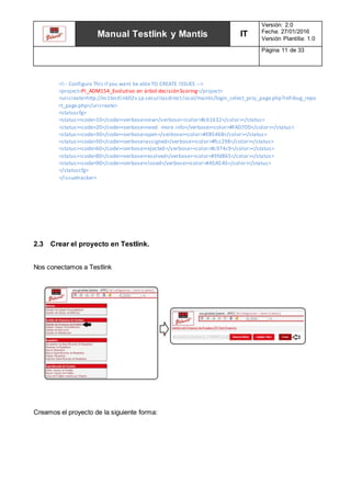 Manual completo Testlink y Mantis | DOCX