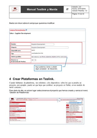 Manual completo Testlink y Mantis | DOCX